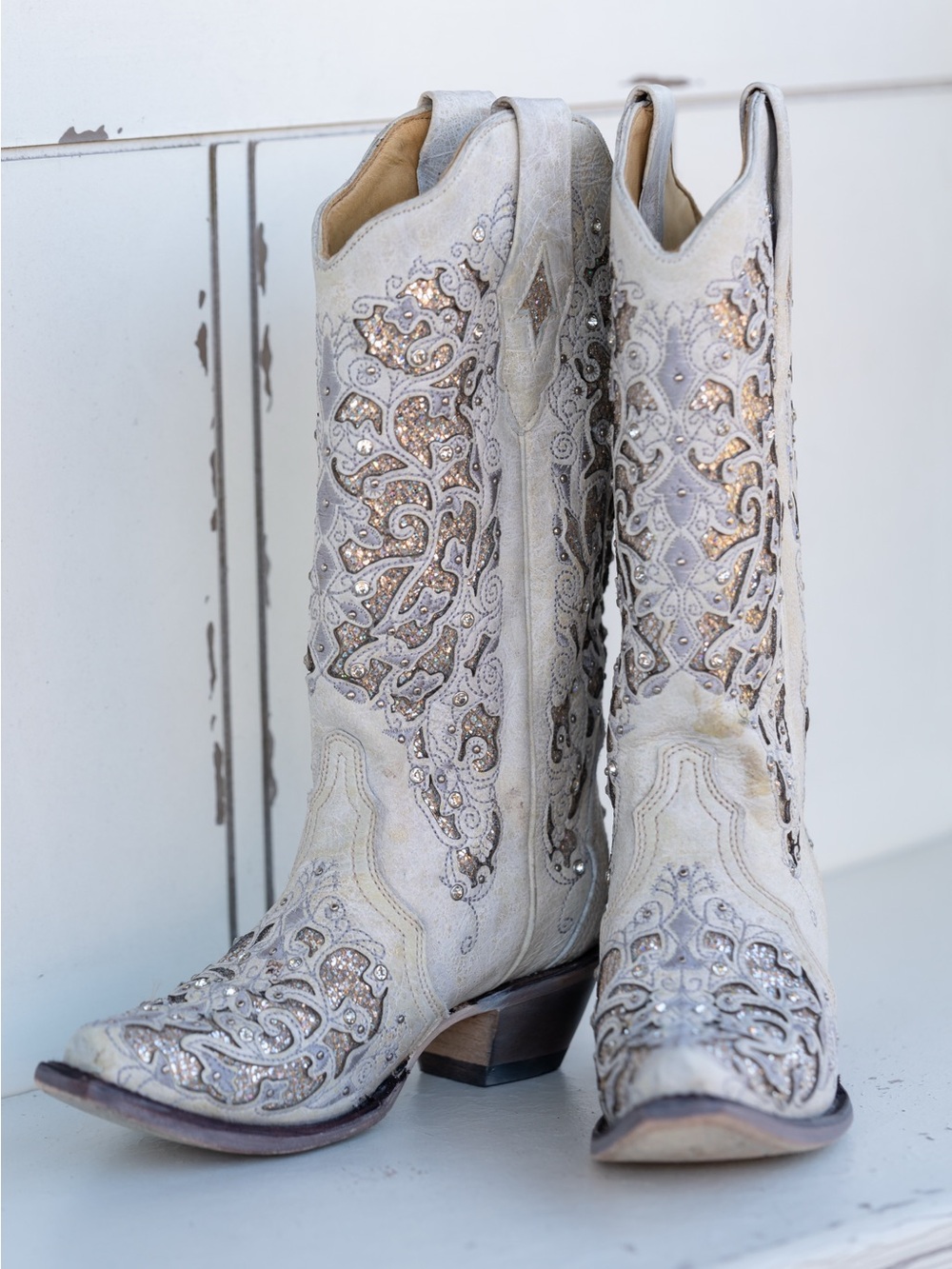 Corral Ivory Embellished Western Cowgirl Boot
